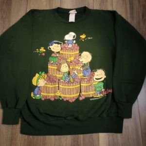 Vintage Peanuts Charlie Brown,Green Vintage Crew Neck Sweatshirt size Large